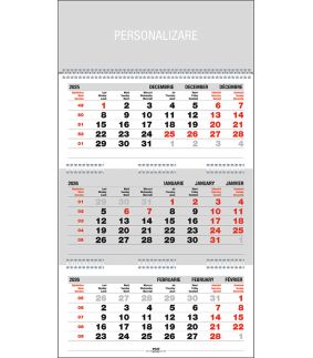 Calendar de perete triptic pliat