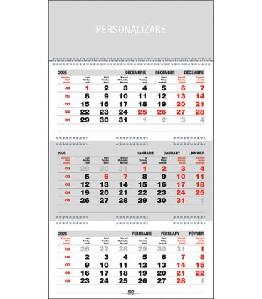 Calendar de perete triptic pliat